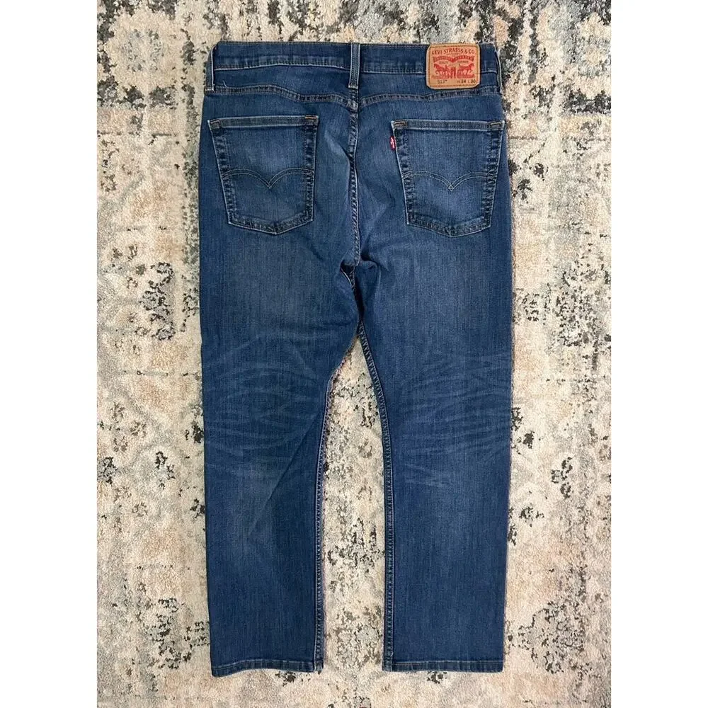 Levi Strauss Levis 513 Men’s 34x30 Blue Denim Stretch Jeans Straight Leg